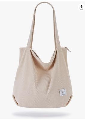 KALIDI Vrouwen Corduroy Tote Bag Zipper Casual Tote's Handtas Grote capaciteit Schoudertas met zakken