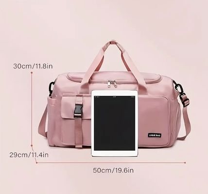 Versatile Women's Travel & Gym Bag - Chic Pink, Multi-Functional Organizer with Large Capacity, Adjustable Shoulder Strap, and Independent Shoe Compartment - Durable Polyester,, Zip Closure - Perfect