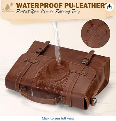 RAINSMORE Mensen boodschappenzak 17 inch waterdicht Vintage leder Laptop briefje grote Laptop Tas Satchel Tas Computer schoudertas voor kantoor zakelijk reizen College