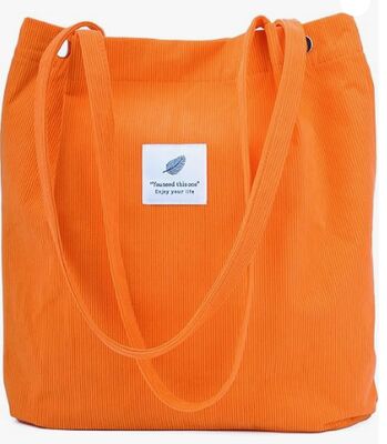 Corduroy Tote Bag Cute Tote Bags for Women Shoulder Bag with Inner Pocket for Work Beach Travel and Shopping Grocery