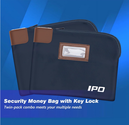 IPO Waterdichte geldtas met sleutelslot, 2 pakketten geldtas bankdeposito tas, 11 x 8,6 inch, mannen en vrouwen vergrendeling accessoires zak voor contant geld, draagbare reis geldtas beschermt paspoorten, waardevolle spullen