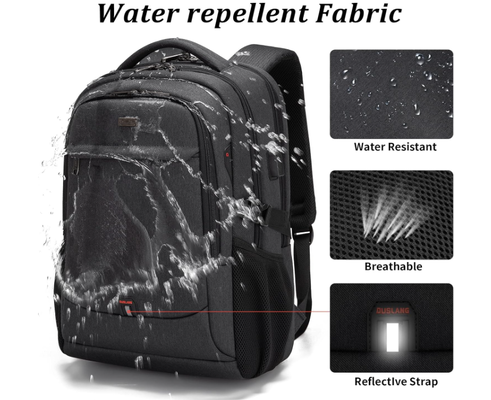 17 inch laptoprugzak voor op reis Waterbestendige universiteitsrugzak voor heren/dames laptoptas met USB-oplaadpoort, zwart