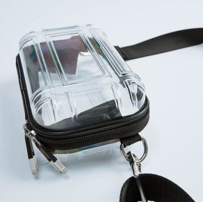 Mini transparante reismake-uptas, 7-inch schoudertas, reiskruistas, PC hardcase opbergtas, kleine vierkante tas voor in het vliegtuig