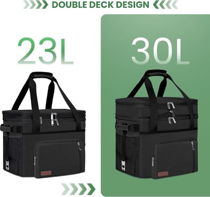 Koeltas Dubbele Laag - 60 Blikjes Lekvrije Geïsoleerde Draagbare Zachte Lunchkoeler, Extra Grote Uitbreidbare Koelbox voor Strand, Picknick, Camping, Winkelen