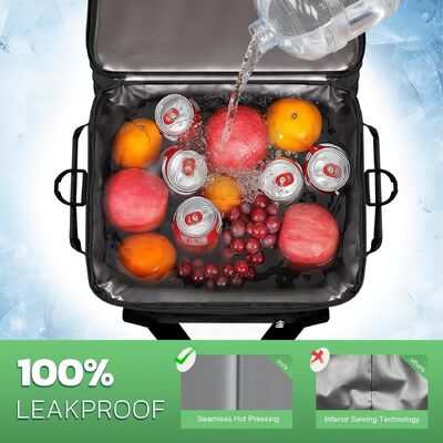 Koeltas Dubbele Laag - 60 Blikjes Lekvrije Geïsoleerde Draagbare Zachte Lunchkoeler, Extra Grote Uitbreidbare Koelbox voor Strand, Picknick, Camping, Winkelen