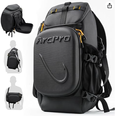 Fishing Sling Pack, EVA Hardshell met opvouwbaar werkstation, waterbestendige omgezette voor-/achterste tackle-tas voor 2×3600 bakken, zoutwater zoetwater crossbody