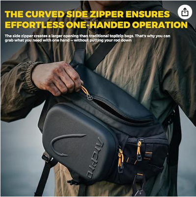 Fishing Sling Pack, EVA Hardshell met opvouwbaar werkstation, waterbestendige omgezette voor-/achterste tackle-tas voor 2×3600 bakken, zoutwater zoetwater crossbody
