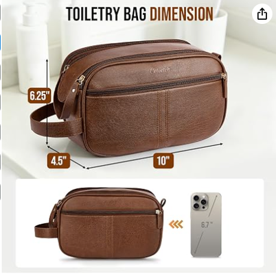 PU-leertoiletzak voor mannen, bruin. Reistoiletzak voor verzorging, scheerzak voor toilettoestellen Accessoires, badkamerbenodigdheden