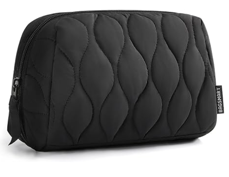 Make-uptas, Reiskosmetische tas, Puffy gewatteerde make-uptas voor dames, Make-up organizer koffer, Wijd open etui, Reisbenodigdheden, Toiletartikelen Accessoires Kwasten