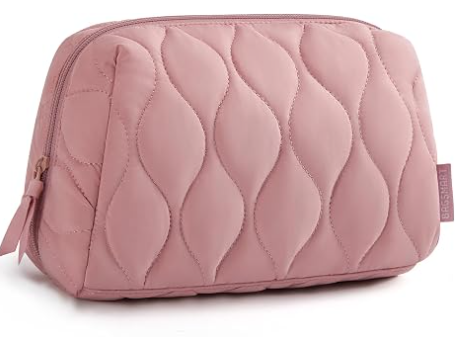 Make-uptas, Reiskosmetische tas, Puffy gewatteerde make-uptas voor dames, Make-up organizer koffer, Wijd open etui, Reisbenodigdheden, Toiletartikelen Accessoires Kwasten