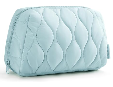 Make-uptas, Reiskosmetische tas, Puffy gewatteerde make-uptas voor dames, Make-up organizer koffer, Wijd open etui, Reisbenodigdheden, Toiletartikelen Accessoires Kwasten