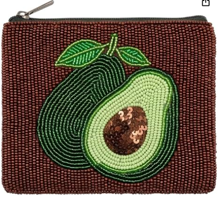 Portemonnee met kralen en muntvakje, ritssluiting, kersen | Handgemaakt met kralen, compacte organizer, geldhouder, kaarthouder, make-up tasje, cadeau-accessoire, voor dagelijks gebruik