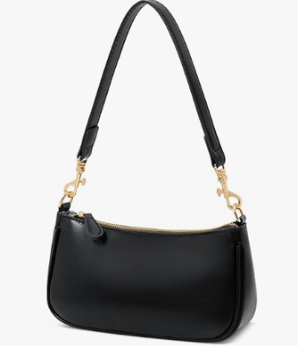 Kleine zwarte portemonnee voor dames, schattige mini schoudertas met ritssluiting | 2 afneembare riemen, retro onderarmtasjes, klassieke crossbody tas, handtas voor dames