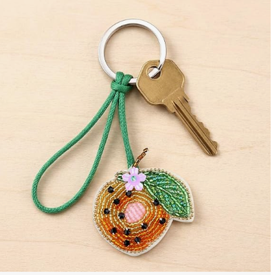 5PCS Patch Beaded Bag Charm Fruit Purse Charms for Handbags Summer Keychain tiny Bag Charm, Dragon Fruit Pomegranate Watermelon Orange Lemon Bag Charms, Beads And Rhinestones, Handgenaaid
