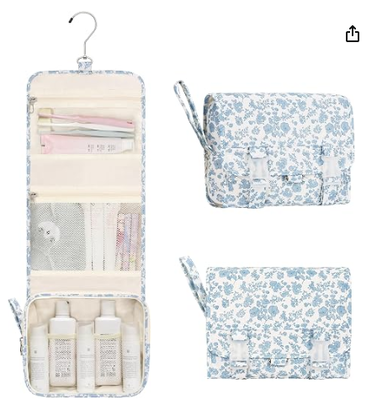 Kleine hangende toilettas voor dames, bloemenhangende organizer | Draagbare reistas voor reisformaat douche-dopp kit, waterdichte toilettenorganizer met 3 vakken voor buiten
