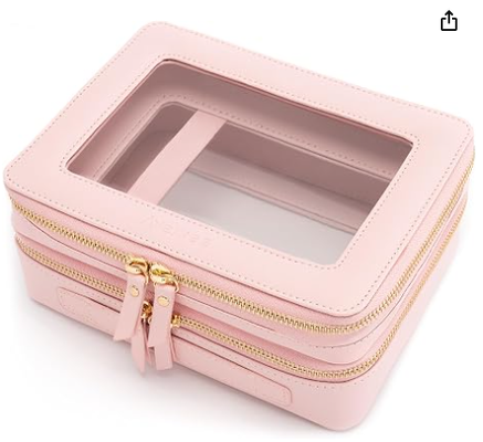 Grote doorzichtige make-upzakken, dubbellagige cosmetische zakken met een aparte borstelkamer, reistoilettenzak voor de trein, reisaccessoires organisator voor vrouwen,2 lagen
