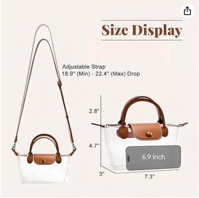 Doorzichtige tas voor dames, stadion goedgekeurde crossbody handtassen, stadion portemonnee voor concerten & sportevenementen