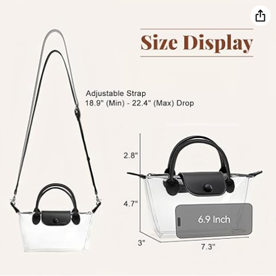 Doorzichtige tas voor dames, stadion goedgekeurde crossbody handtassen, stadion portemonnee voor concerten & sportevenementen