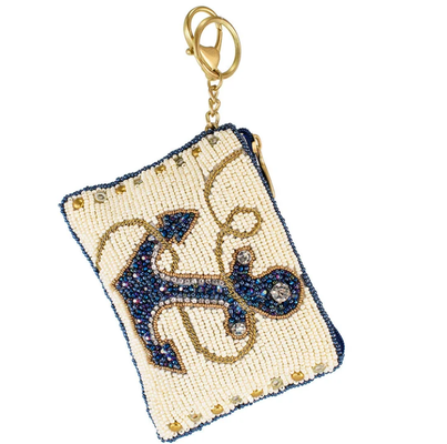 Hooked Up Coin Purse Oog vangen vlinder munt zak met vet kraalwerk bloemenpatronen speelse tassel sleutelhanger en rits sluiting perfect voor kleine essentieel