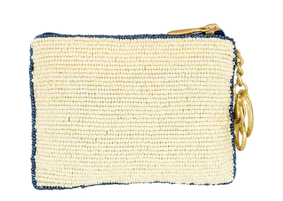 Hooked Up Coin Purse Oog vangen vlinder munt zak met vet kraalwerk bloemenpatronen speelse tassel sleutelhanger en rits sluiting perfect voor kleine essentieel
