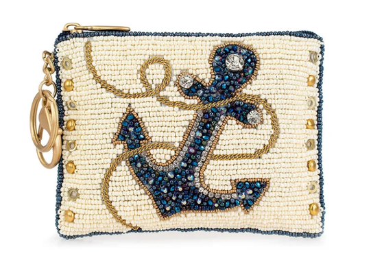 Hooked Up Coin Purse Oog vangen vlinder munt zak met vet kraalwerk bloemenpatronen speelse tassel sleutelhanger en rits sluiting perfect voor kleine essentieel