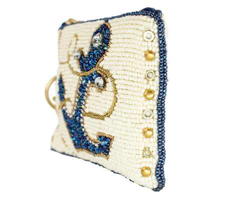 Hooked Up Coin Purse Oog vangen vlinder munt zak met vet kraalwerk bloemenpatronen speelse tassel sleutelhanger en rits sluiting perfect voor kleine essentieel