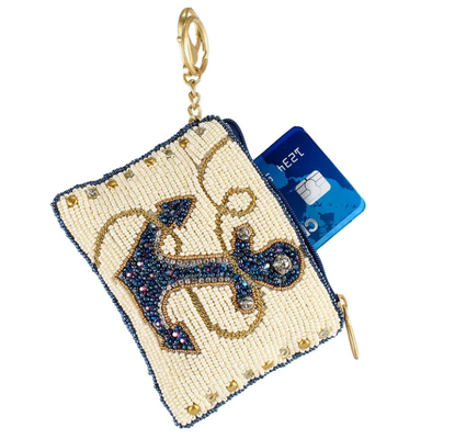Hooked Up Coin Purse Oog vangen vlinder munt zak met vet kraalwerk bloemenpatronen speelse tassel sleutelhanger en rits sluiting perfect voor kleine essentieel