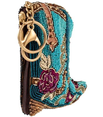 Kickin'Around Coin PurseSoft roze munt zak met kralen met glinsterende gouden kroon rits sluiting gemakkelijk open trekker haak sleutel ring en creditcard fit compact ontwerp