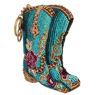 Kickin'Around Coin PurseSoft roze munt zak met kralen met glinsterende gouden kroon rits sluiting gemakkelijk open trekker haak sleutel ring en creditcard fit compact ontwerp