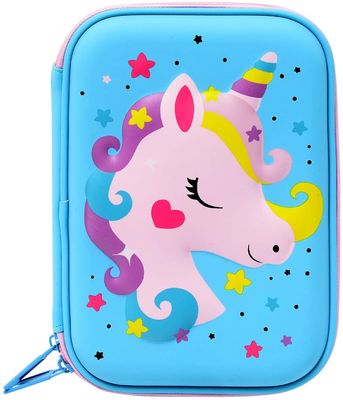 Waterdicht 3D Unicorn EVA Pencil Case Pantone Color-het In reliëf maken Embleem