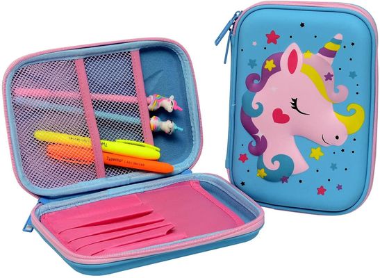 Waterdicht 3D Unicorn EVA Pencil Case Pantone Color-het In reliëf maken Embleem