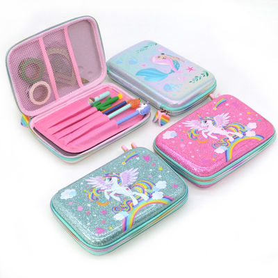 Hard het Potloodgeval van EVA Pencil Box 600D van het lovertjepu Leer met Ritssluiting