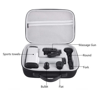 Reisvriendelijke massageguns, gemaakt van 900D polyester en EVA-materiaal, beschermd tegen water en krassen.
