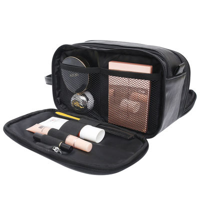 Warm verkoop Mens toilettoiletten waterdicht PU leer materiaal reis ritszak