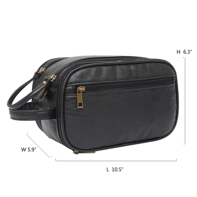 De zwarte Kleurenpu Leertoiletry Waterdichte Reis Mesh Bags van de Waszak