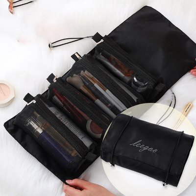 Vier in Één Mesh Folding Makeup Wash Bag-de Borstelopslag van de Reis Draagbare Make-up
