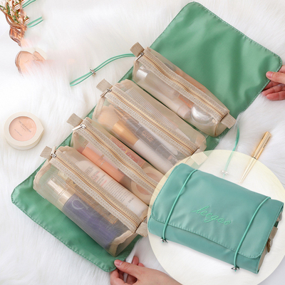 Vier in Één Mesh Folding Makeup Wash Bag-de Borstelopslag van de Reis Draagbare Make-up