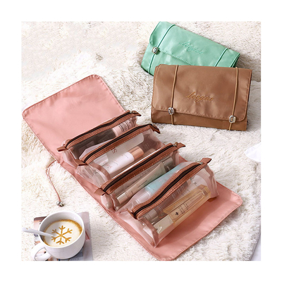 Vier in Één Mesh Folding Makeup Wash Bag-de Borstelopslag van de Reis Draagbare Make-up