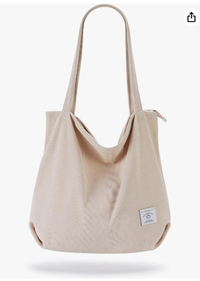 KALIDI Vrouwen Corduroy Tote Bag Zipper Casual Tote's Handtas Grote capaciteit Schoudertas met zakken