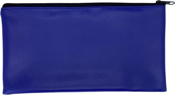 Blue Bank Security Deposit Zipper Bag, waterbestendig vinyl bedekt leer-achtige buitenkant met zachte binnenkant voering.